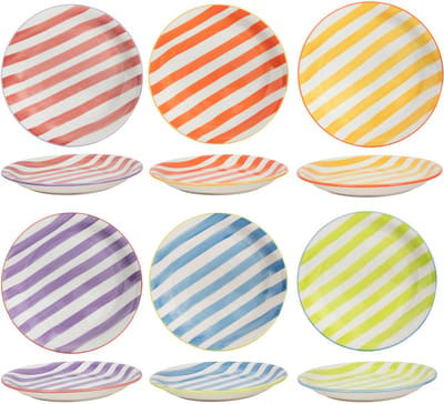 Cookinglife Dinerborden Summer Vibes – Ø 26.5 cm – 6 Stuks – Aardewerk Borden met Tropisch Design – Ideaal voor Hoofdgerechten – Vrolijk Servies voor Binnen en Buiten