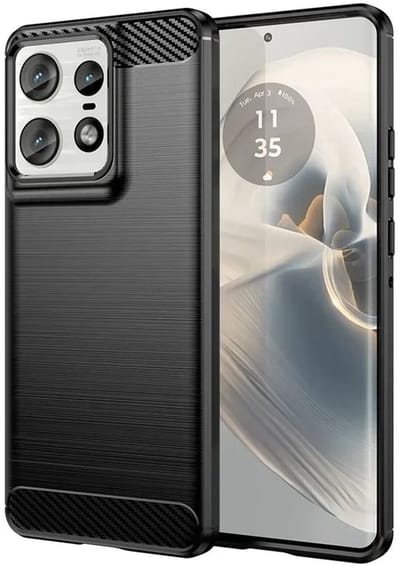 Geborsteld TPU Hoesje Geschikt voor Motorola Edge 50 Pro | Beschermhoes | Back Cover | Flexibel TPU | Stijlvol Carbon | Dun | Zwart