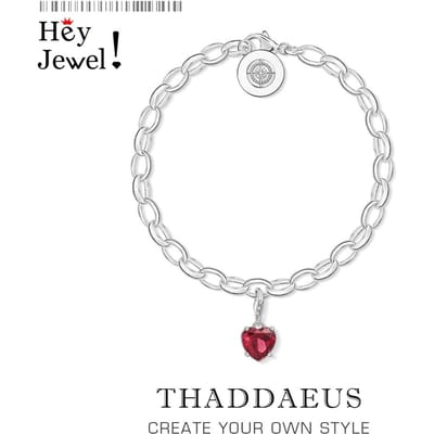 Rode Hart Link Ketting Bedel Armbanden , Romantisch 925 Sterling Zilver Dames Cadeau Europa Stijl Sieraden Mode Accessoire Club 16cm white