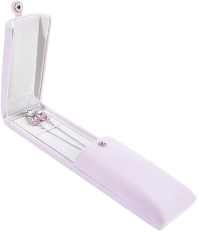 1 x halsketting van roze fluweel, rechthoekig, verpakking voor sieraden, presentatiedoos voor halskettingen, geschenkdoos
