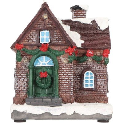 Kerstdorp Huis Vintage Exquise Landschapsarchitectuur LED Verlicht Kersthuis voor Huisdecoratie A Type gray