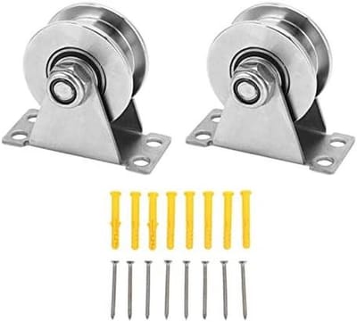 Enkele Katrol Set - Dubbele Lagers - Stille Werking - Roestvrij Staal - 100kg Capaciteit - Zilverkleurig
