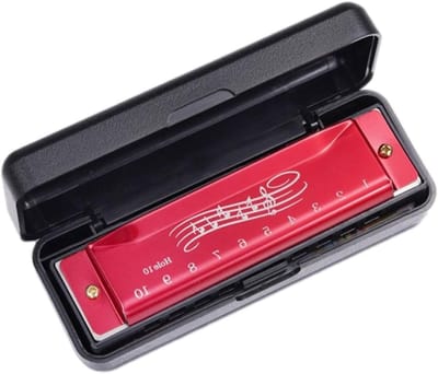Harmonica Speelgoed - Mondorgel - Muziek Leren - Veilig ABS Metaal - 10 Gaten - Rood