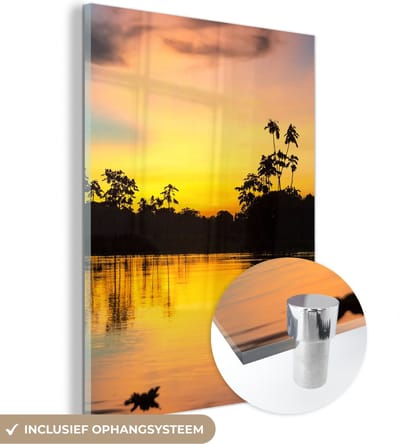 MuchoWow® Glasschilderij 30x40 cm - Schilderij acrylglas - Water - Natuur - Zomer - Lucht - Foto op glas - Schilderijen
