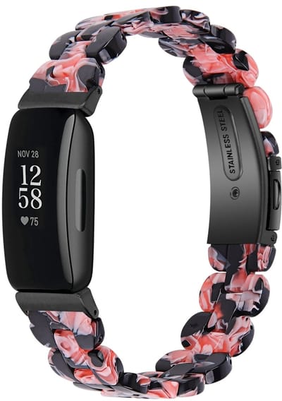 By Qubix - Compatible Fitbit bandje - Geschikt voor fitbit Inspire 3 - Resin schakelbandje - Zwart met roze
