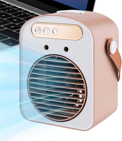 Air Conditioner Fan - ABS - Evaporative Cooling Cooler, Portable Misting Fan | 3 Speed Air Circulator, Personal Desktop Cooler, Rechargeable Cooling Unit For Home, Office, Bedroom, Camping, Car And Gar