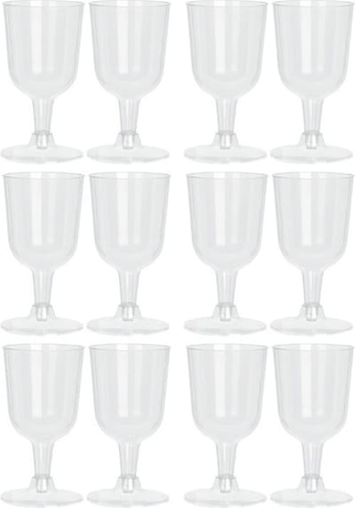 Excellent Houseware Wijnglazen - 12x - transparant - kunststof - 160ml - herbruikbaar wijnglas