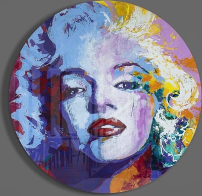 Insigne Glazen Schilderijen - Marilyn Monroe Glasschilderij - Rond - Muurcirkel -  60 cm - 4 mm