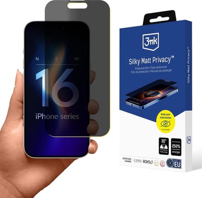 Schermbeschermer, privacyfolie voor Apple iPhone 16 - 3mk Silky Matt Privacy