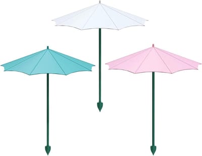 Plantenparasol Set - Bloempot Scherm - Potplanten Beschermen - Veelzijdig Gebruik - Set van 3 - Wit Blauw