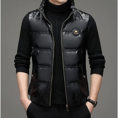 Mode Mouwloos Glanzend Donzen Jas Vest Mouwloos Vest Vest Mannelijk Koreaanse Versie Jas Tide 3XL black