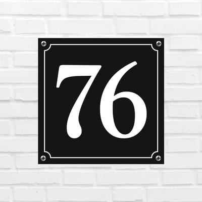 Huisnummerbord Mat zwart Deluxe - Nummer 76 - incl. bevestiging