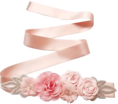 Dailygoods - Trouwjurk, riem, sjerp, bruidsriem met strass, elegante parels, bloemen, sjerpriem, bloemenmeisjes, tailleriem, fotoriem voor bruiloft, feest, bruidsjurk, accessoires