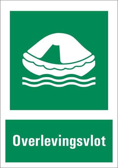 Overlevingsvlot sticker met tekst 210 x 297 mm