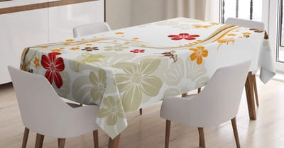 ABAKUHAUS Bloementafelkleed, Swirling Roses Botanica, Easy Care Wasbare Vlekkenafweermiddel en met heldere kleuren Hoogwaardige print, 140 x 240 cm, Meerkleurig