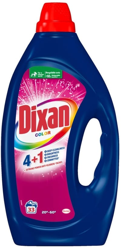 Dixan - Vloeibaar wasmiddel - Voor gekleurde was - 33 wasbeurten - 1 stuk