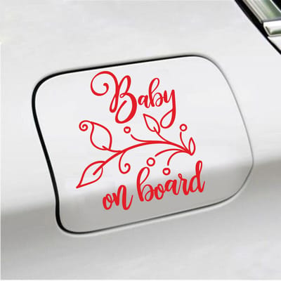 Bumpersticker - Baby On Board - 12,7 X 11,7 - Rood