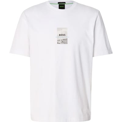 Boss Heren Fotoprint Relaxed Fit T-Shirt (Wit)