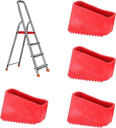 4 stuks universele eindkappen voor trapladders - laddervoetbeschermers - visgraatladders - veiligheidsvoeten van de ladder - rubber - rood