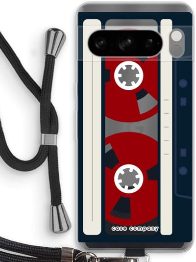 Case Company® - Hoesje met koord geschikt voor Google Pixel 8 Pro hoesje met Koord - Here's your tape - Telefoonhoesje met Zwart Koord - Bescherming aan alle Kanten en Over de Schermrand