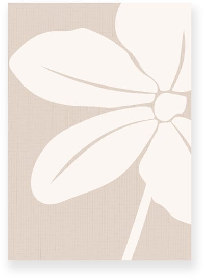 Poster 20x30 cm - Bloem - Bladeren - Beige - Gebroken Wit - Minimalistisch - Botanisch - Muurdecoratie - Wanddecoratie