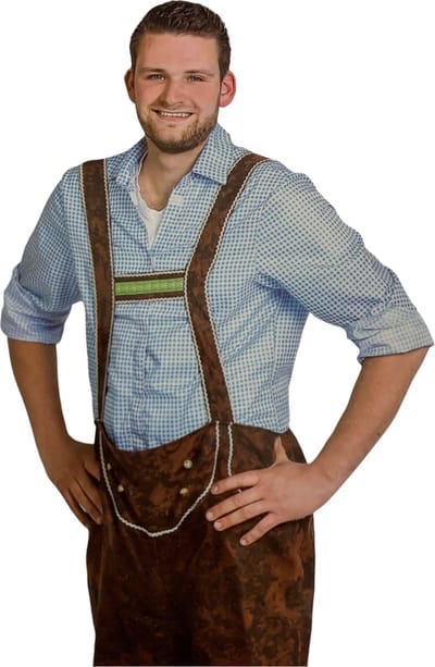 Oktoberfest Blouse heren tiroler shirt overhemd Blauw – maat M
