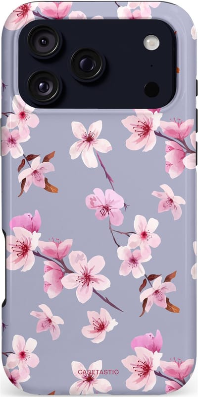 Casetastic hoesje geschikt voor Apple iPhone 17 Pro Max - MagSafe - Dubbellaagse bescherming - Bloemsem Bries - Fashion Case - Zilver Lichtroze Lila