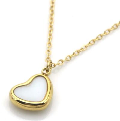 C-C2.3 N2517-014G S. Steel Necklace 10mm Heart MOP 40-45cm