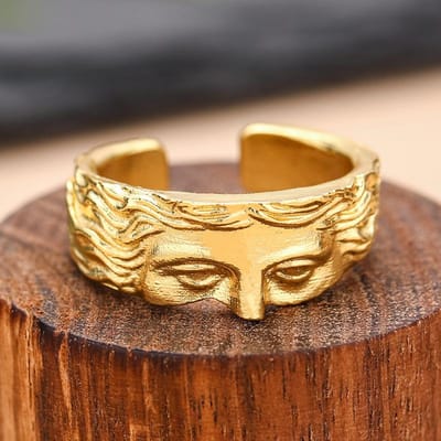 Vintage Venus Halve Gezicht Verstelbare Ringen Voor Mannen Vrouwen Literaire Sculptuur Gouden Kleur Creatieve Ring Feest Sieraden Accessoires resizable black