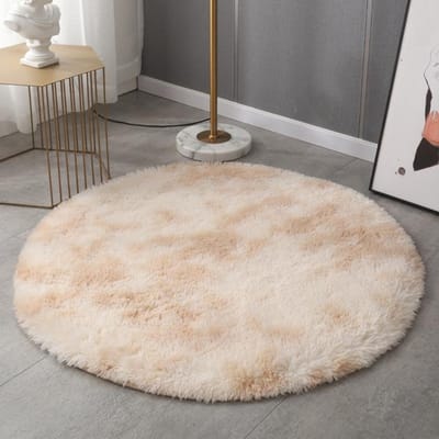 Witte ronde kindertapijt decoratie slaapkamer woonkamer tienerkamer groot tapijt pluizig harige regenboog tapijten hangstoel vloermatten Round 60cm