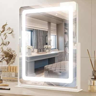 Verlichte Make-up Spiegel - Make-up Tafel Spiegeltje - Precisie Make-up Aanbrengen - Drie Kleurtemperaturen Instelbaar - 45.7 x 56 cm