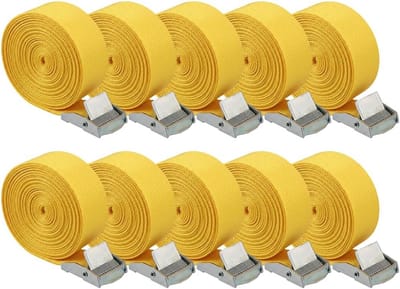 Verstelbare sjorbanden met klemslot - 10 stuks, 2,5 m x 2,5 cm - Voor auto, motorfiets, fiets en camping