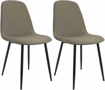 CLP Maryam Set van 2 eetkamerstoelen - klassiek - met rugleuning - zwart metalen frame - belastbaar tot 150 kg - Stof/taupe