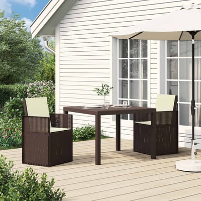 vidaXL - Tuinstoelen - 2 - st - Bruin - en - crèmekleurig - PP