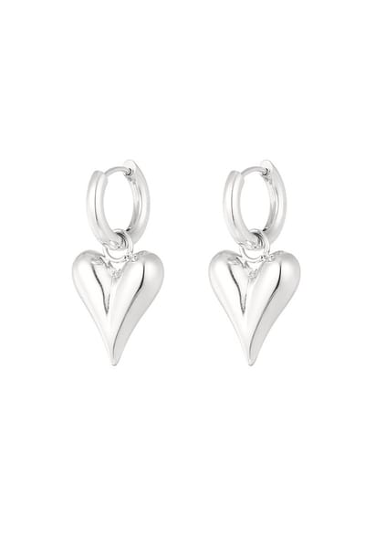 Bijoutheek Oorhangers Chunky Hart Zilver