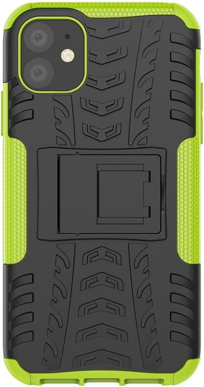 Peachy Hybride standaard case shockproof hoesje geschikt voor iPhone 11 - Groen Zwart