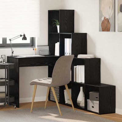 vidaXL - Hoekbureau - Zwart - Eiken - 101,5 - x - 149,5 - x - 149,5 - cm - Bewerkt - hout