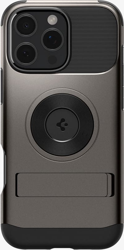 Spigen Slim Armor MagFit Hoesje Geschikt voor Apple iPhone 16 Pro | Back Cover Compatibel met MagSafe | met Standaard | Air Cushion technologie | Gunmetal
