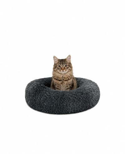 lionto Knuffelbed kat, donutvormig & extra zacht Ø40 cm donkergrijs