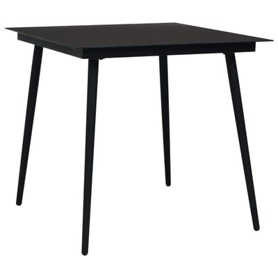 vidaXL - Tuintafel - 80x80x74 - cm - staal - en - glas - zwart