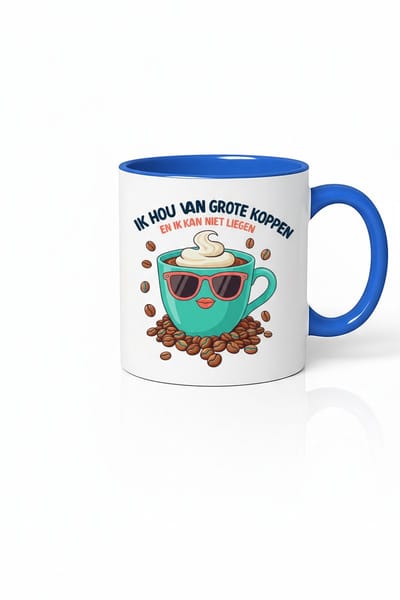 IK HOU VAN GROTE KOPPEN Mok - Koffiemok met grappige print