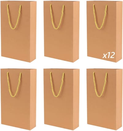 Dailygoods- Wijnzak 12 Stuks - Cadeauverpakking - Wijnfleszak - Kraftpapier - Draagkoord - Voor Feestdagen en Verjaardagen - Geschenkdoos