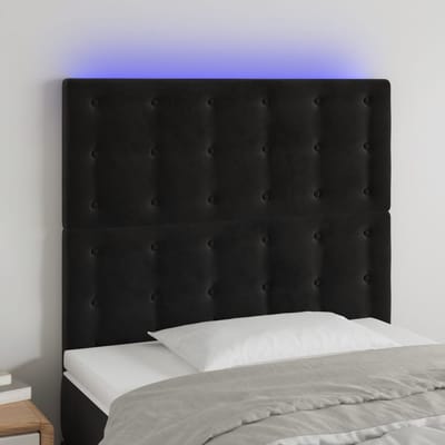 vidaXL - Hoofdbord - LED - 90x5x118/128 - cm - fluweel - zwart