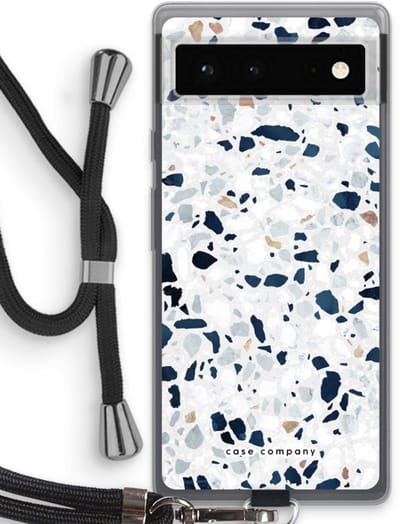Case Company® - Hoesje met koord geschikt voor Google Pixel 6 hoesje met Koord - Terrazzo N°1 - Telefoonhoesje met Zwart Koord - Bescherming aan alle Kanten en Over de Schermrand