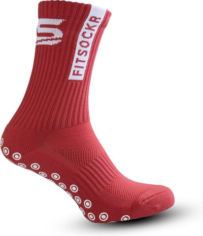 FitSockr Gripsokken Voetbal - Sportsokken - Grip socks - Voetbalsokken - Padel sokken - Antislip Sokken Heren/Dames/Kind - One - Rood - Maat 32-36