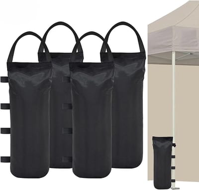 Set van 4 Gewichtszakken voor Partytent en Parasols - Stevige 800D Waterdichte Bescherming voor Tuin, Schaduw en Veranda (4 Stuks x 50x20cm, Zwart)