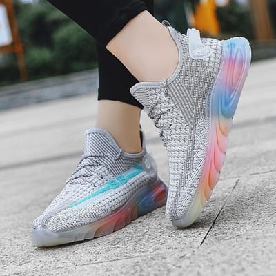 Kokos Dames Schoenen Jelly Regenboogzool Papa Schoenen Nieuwe Mesh Ademende Hardloopschoenen Antislip Sportschoenen 40 gray