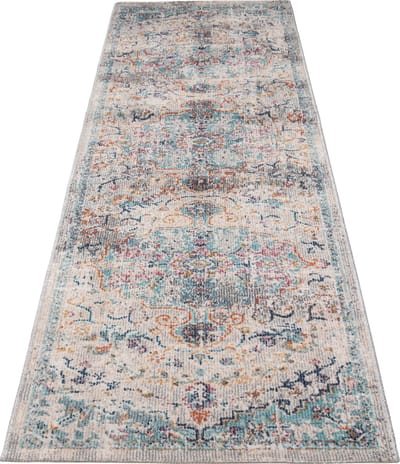 the carpet Palma – Indoor & Outdoor vloerkleed, weerbestendig & onderhoudsvriendelijk, orientaals motief in blauw beige, 80 x 300 cm