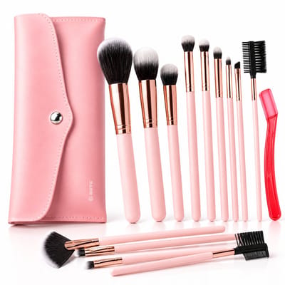 BOTC Make Up Kwasten Set - Foundation Kwast - Set van 16 stuks - Brush set - Make up Borstels - Roze