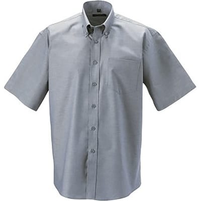 Russell Collectie Heren Korte Mouw Easy Care Oxford Shirt (Zilvergrijs)